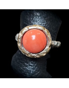 Bague Corail Argent 925 Taille 55+