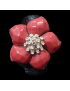 Bague Bakélite & Zirconium Fleur  Métal rhodié