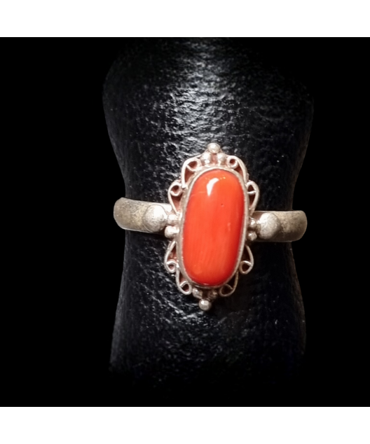 Bague Corail Argent 925 Taille 55