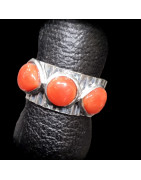 Bague Anneau Corail Argent 925 Taille 58