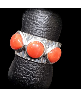 Bague Anneau Corail Argent 925 Taille 58