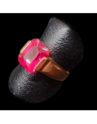Bague Zirconium & Rubis de synthèse Bronze plaqué or Taille 59