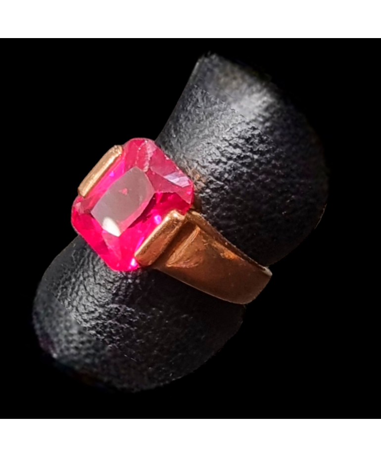 Bague Zirconium & Rubis de synthèse Bronze plaqué or Taille 59