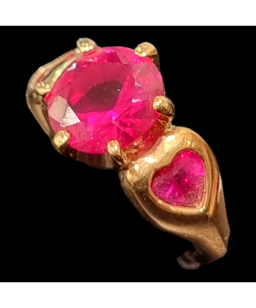 Bague Zirconium & Rubis de synthèse Bronze plaqué or Taille 51