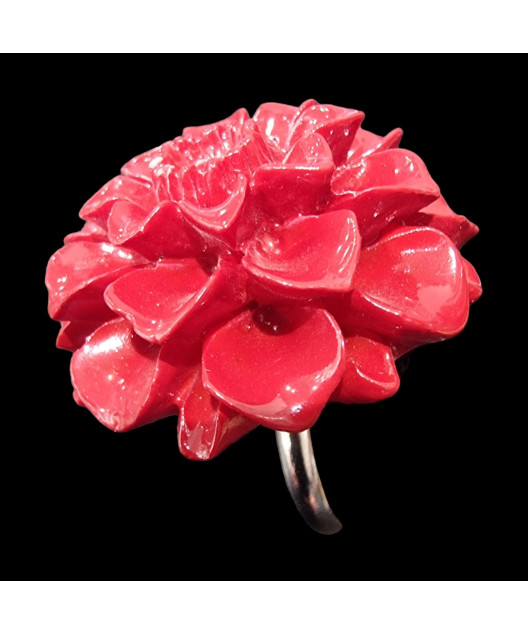 Bague Bakélite Fantaisie Fleur Taille 55+
