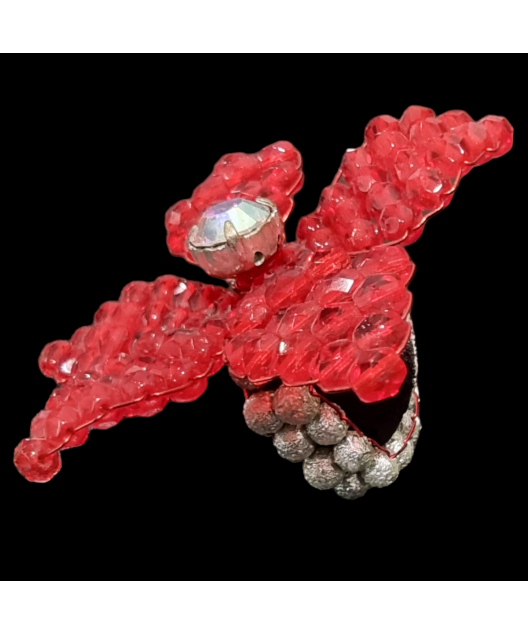 Bague Perles de verre Fantaisie Fleur Taille 53