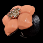 Bague Bakélite rose Métal rhodié Taille 57
