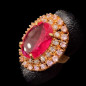 Bague Zirconium & Rubis de synthèse Bronze plaqué or Taille 54