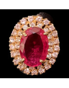 Bague Zirconium & Rubis de synthèse Bronze plaqué or Taille 54