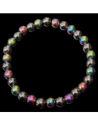 Bracelet Bismuth & Hématite Pierres rondes 6mm