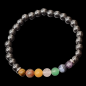 Bracelet 7 chakras Hématite Pierres rondes 6mm
