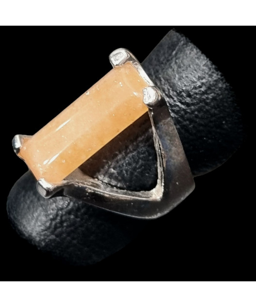 Bague Aventurine orange Métal Rhodié