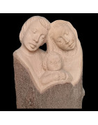 Statue en Bois de néflier de Madagascar Sainte Famille