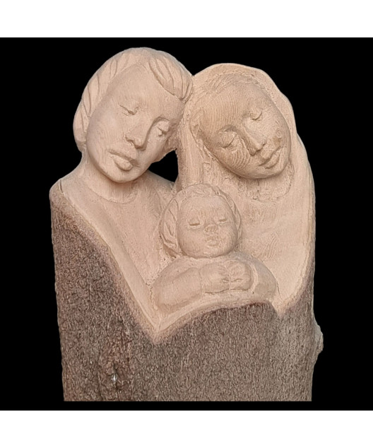 Statue en Bois de néflier de Madagascar Sainte Famille
