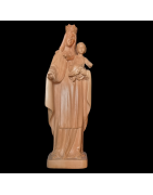 Statue en Bois de néflier de Madagascar Vierge à l'enfant couronnée