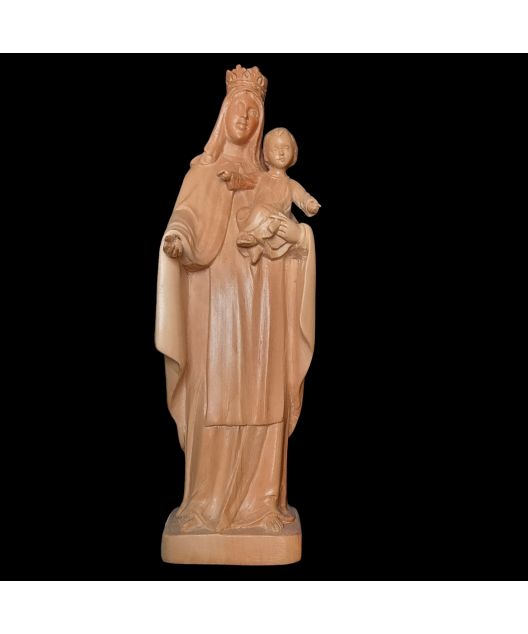 Statue en Bois de néflier de Madagascar Vierge à l'enfant couronnée