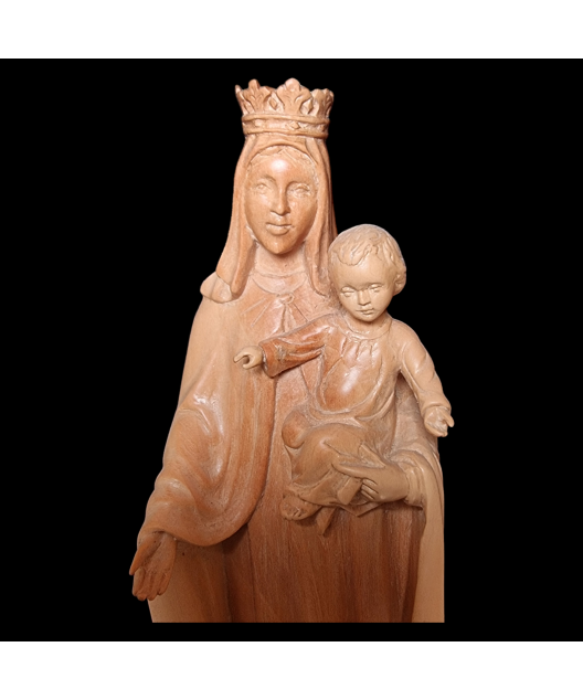 Statue en Bois de néflier de Madagascar Vierge à l'enfant couronnée