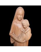 Statue en Bois de néflier de Madagascar Vierge à l'enfant