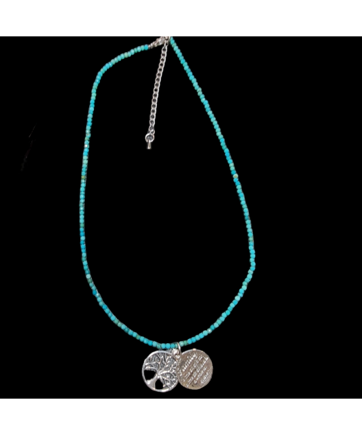 Collier Turquoise & Pendentifs Arbre de vie / Family Argent 925