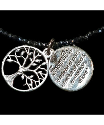 Collier Hématite & Pendentifs Arbre de vie / Family Argent 925