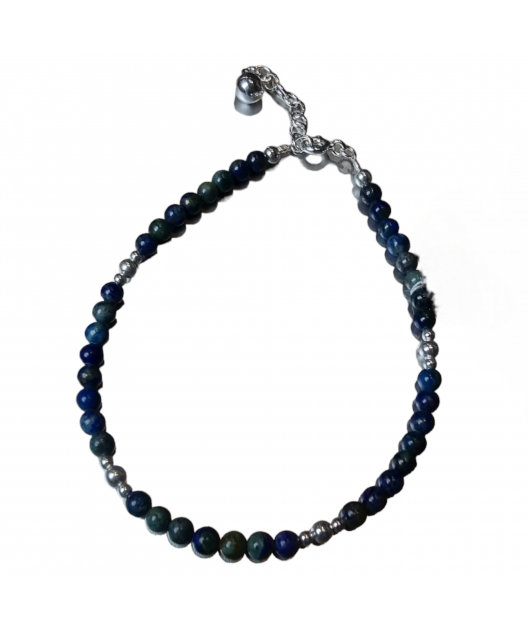 Bracelet Azurite avec Bouddha Pierres 3mm Argent 925