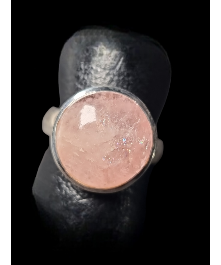 Bague Quartz rose argent 925 Taille 58