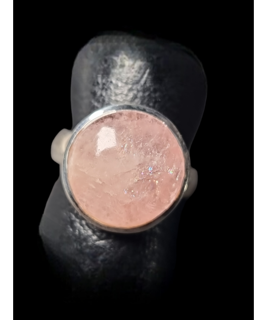Bague Quartz rose argent 925 Taille 58