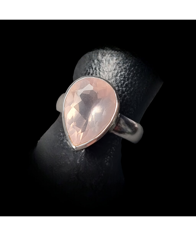 Bague Quartz rose argent 925 Taille 57