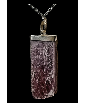 Pendentif Lépidolite Argent 925 avec Chaîne acier inox