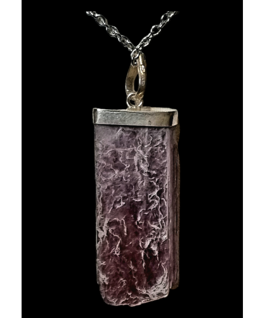 Pendentif Lépidolite Argent 925 avec Chaîne acier inox