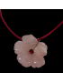 Pendentif Bakélite Fleur rose rose sur cordon