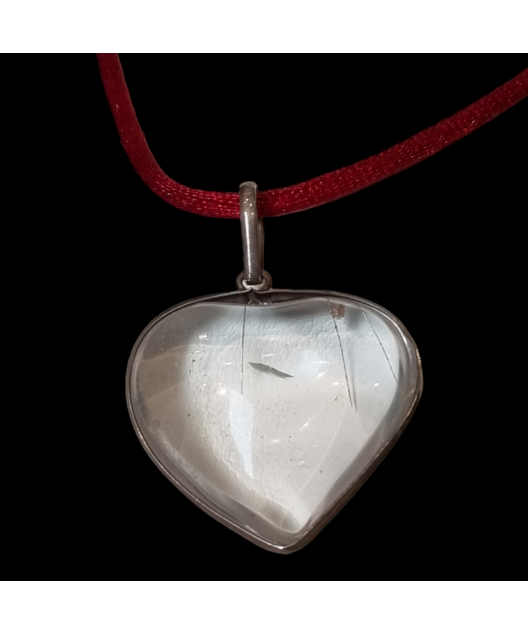 Pendentif Cristal de roche Cœur sur cordon