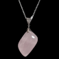 Pendentif Quartz rose avec bélière et Chaine acier inox