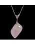 Pendentif Quartz rose avec bélière et Chaine acier inox