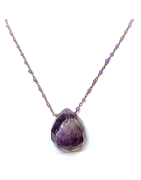 Pendentif Améthyste et Chaîne perles d'émail Plaqué or
