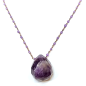 Pendentif Améthyste et Chaîne perles d'émail Plaqué or