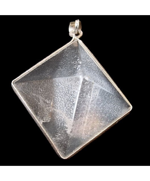 Pendentif Cristal de roche Pyramide Agent 925