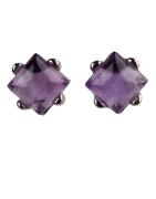 Boucles Améthyste griffée Argent 925 losanges