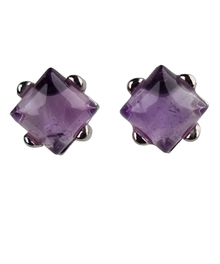 Boucles Améthyste griffée Argent 925 losanges