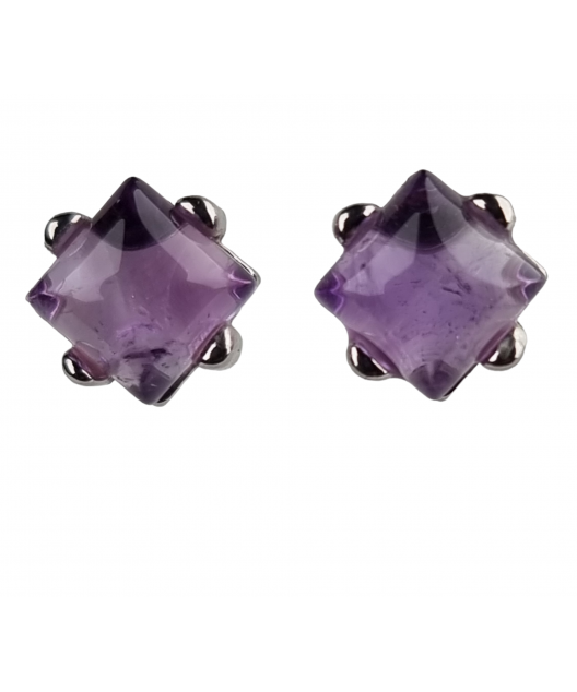 Boucles Améthyste griffée Argent 925 losanges