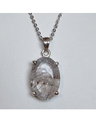 Pendentif Quartz rutile Tourmaline Argent 925 avec Chaine argent