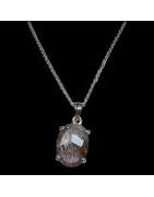Pendentif Quartz rutile Tourmaline Argent 925 avec Chaine argent