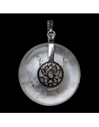 Pendentif Cristal de roche Donut Lotus