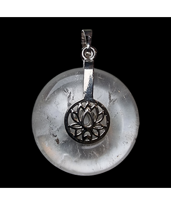 Pendentif Cristal de roche Donut Lotus