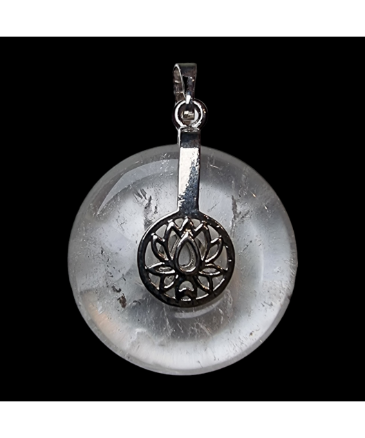 Pendentif Cristal de roche Donut Lotus