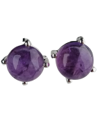 Boucles Améthyste griffée Argent 925 rondes