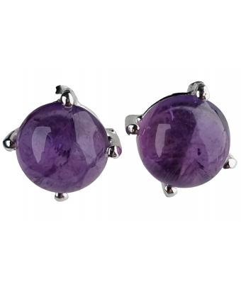 Boucles Améthyste griffée Argent 925 rondes