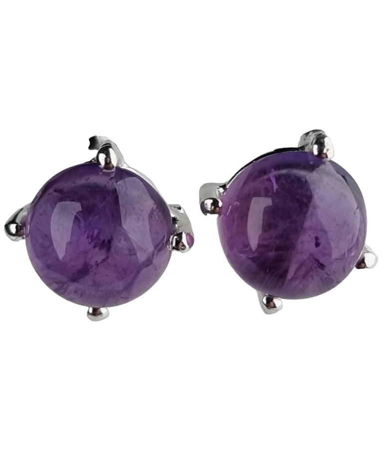Boucles Améthyste griffée Argent 925 rondes