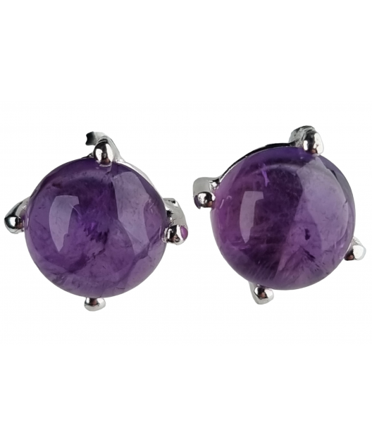 Boucles Améthyste griffée Argent 925 rondes