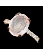 Bague Quartz rose & Zirconium Vermeil